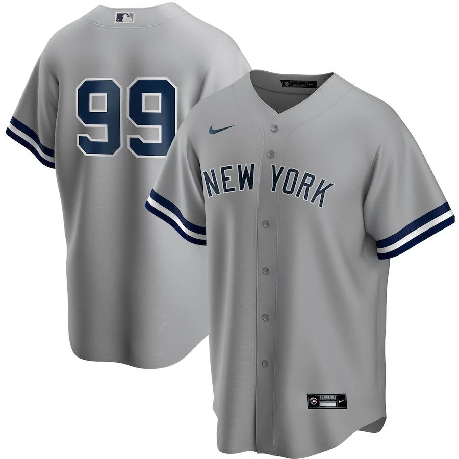 Mens New York Yankees 99 Aaron Judge Nike Gray Road Replica Player Name MLB Jerseys